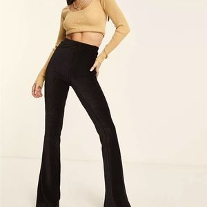 ASOS DESIGN Tall kick flare pants in black + cord